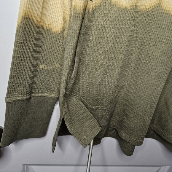 LOGO Waffle Knit Dip Dye Long Sleeve Tunic Top Casual Relaxed Fit Size Small - Picture 6 of 10